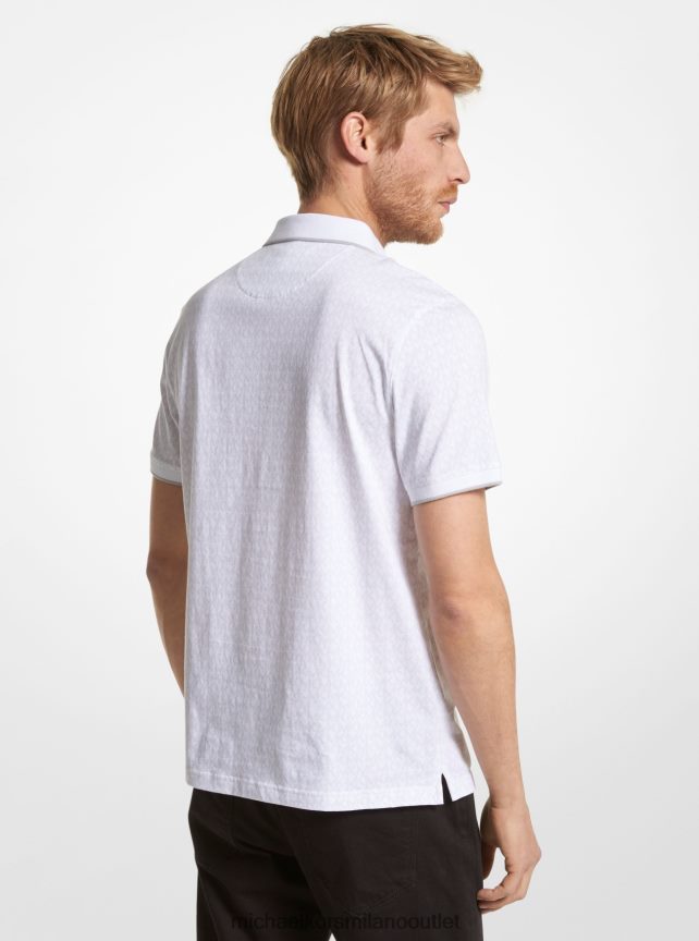 Michael Kors Polo in jersey di cotone con stampa logo uomini bianco P06L0L2882 vestiario