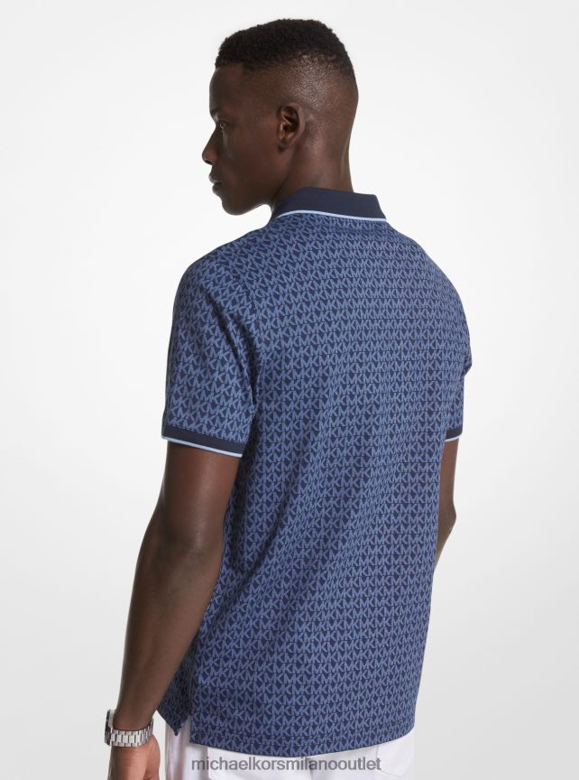 Michael Kors Polo in jersey di cotone con stampa logo uomini mezzanotte P06L0L2881 vestiario
