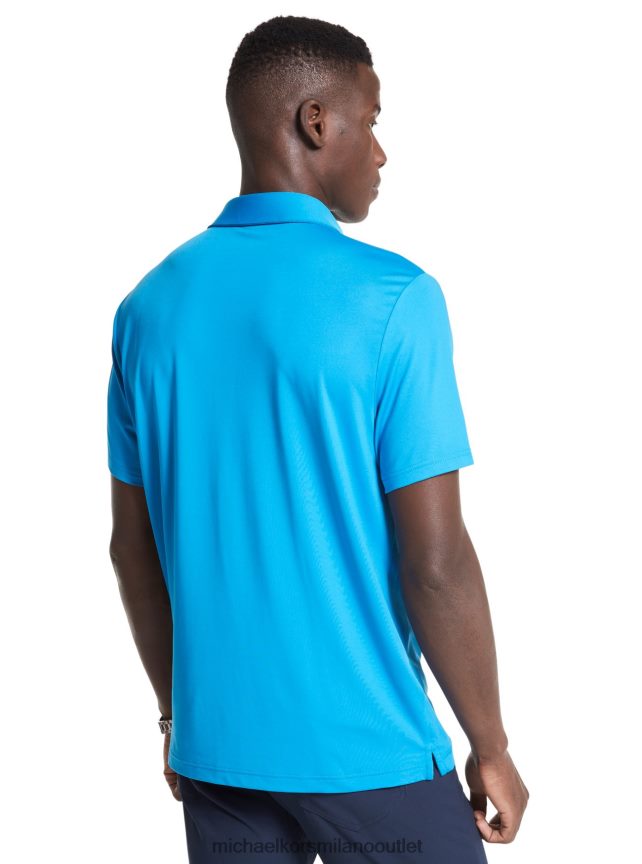 Michael Kors Polo in jersey stretch con logo golf uomini blu ciano brillante P06L0L2891 vestiario