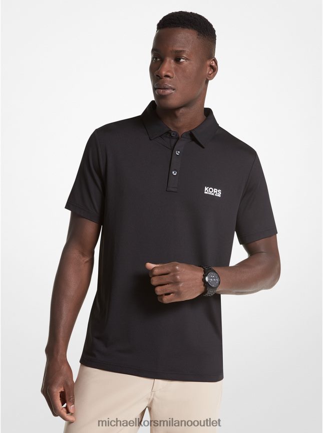 Michael Kors Polo in jersey stretch con logo golf uomini nero P06L0L2894 vestiario