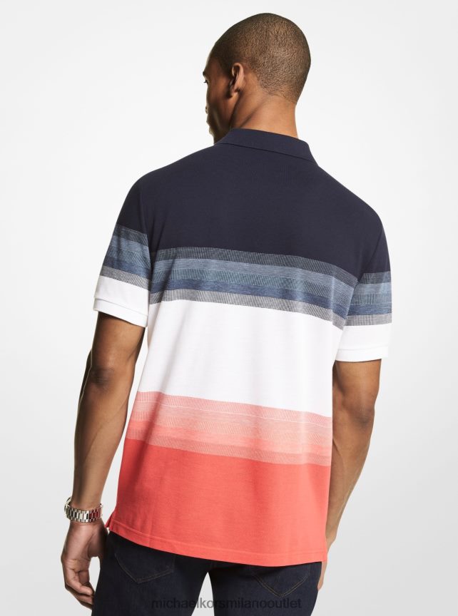 Michael Kors Polo in piquet di misto cotone a righe sfumate uomini Sangria P06L0L2916 vestiario