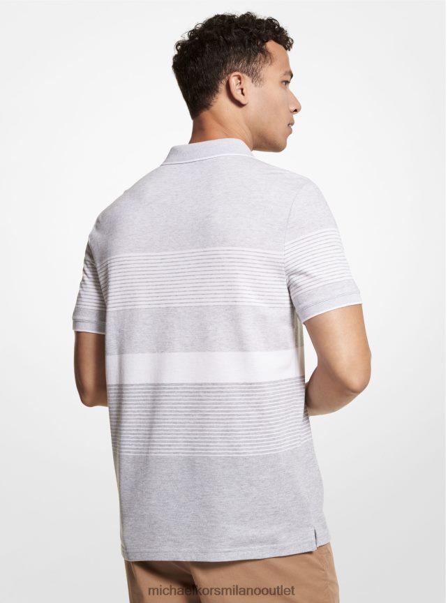 Michael Kors Polo in piquet di misto cotone a righe uomini grigio erica P06L0L2910 vestiario