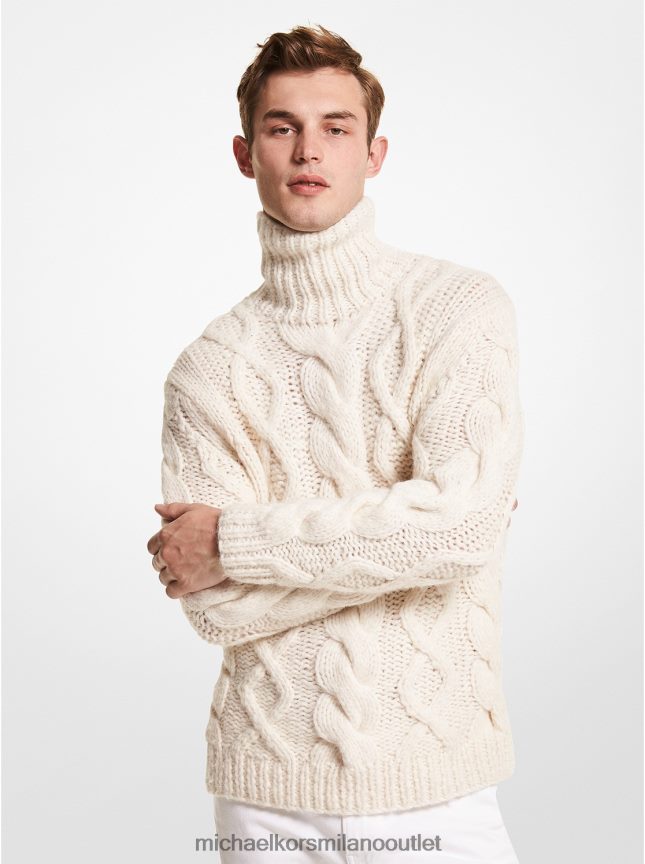 Michael Kors Maglia dolcevita in misto alpaca a trecce uomini osso P06L0L3060 vestiario