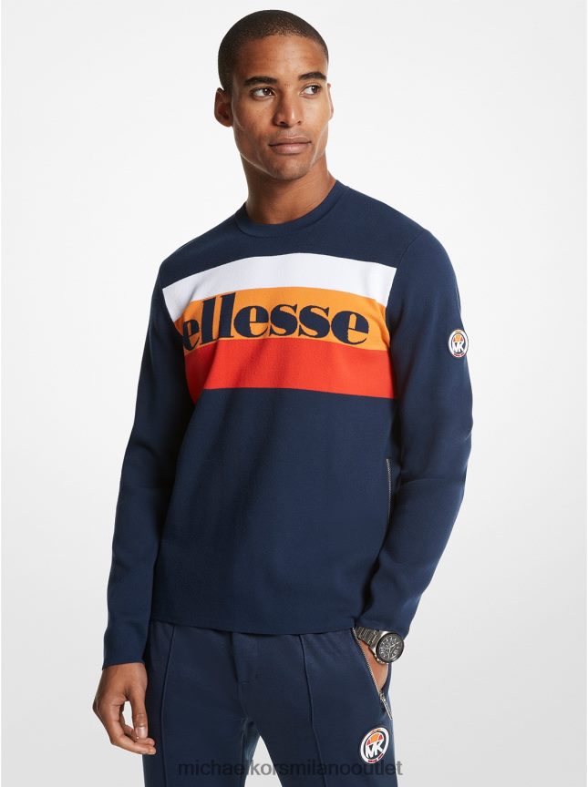 Michael Kors Maglia mk x ellesse in viscosa stretch con logo a righe uomini vestire blues P06L0L3053 vestiario