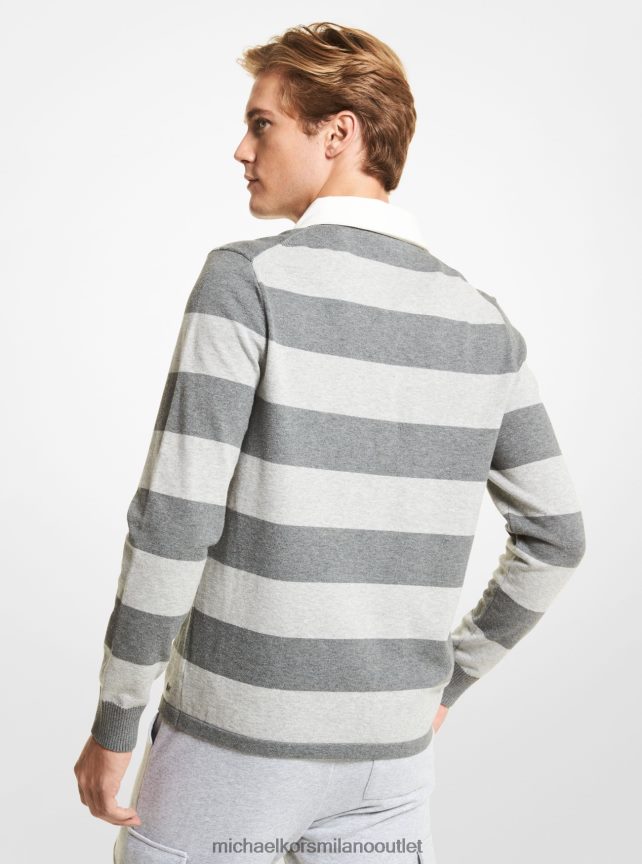 Michael Kors Maglia rugby in cotone stretch a righe uomini cenere P06L0L3073 vestiario