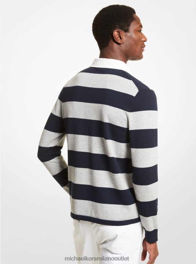 Michael Kors Maglia rugby in cotone stretch a righe uomini mezzanotte buia P06L0L3072 vestiario
