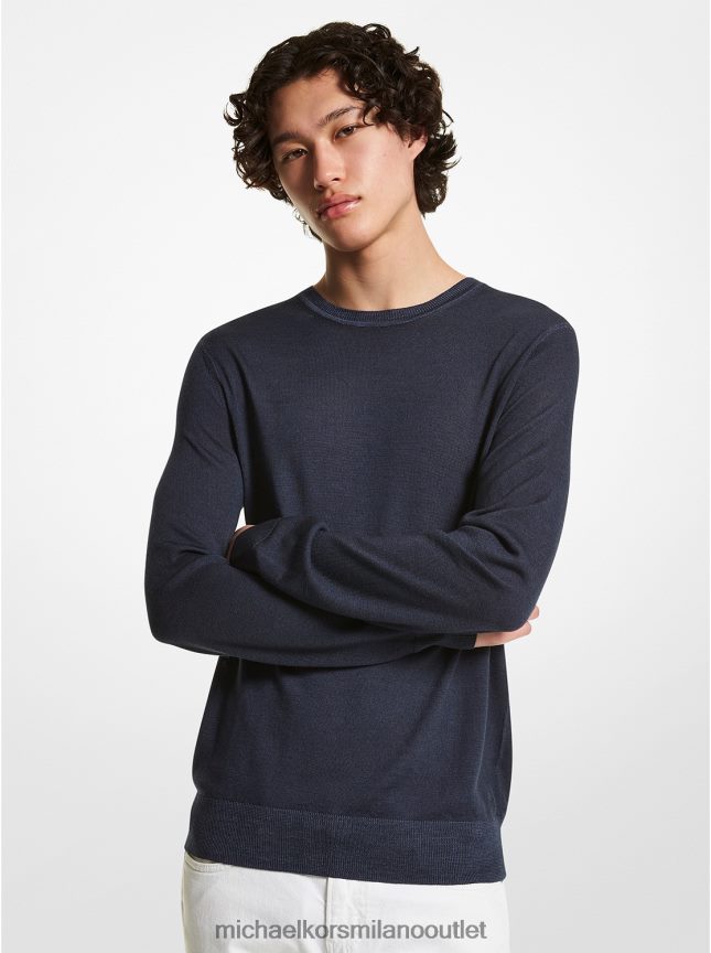 Michael Kors maglione in lana merino lavata uomini mezzanotte P06L0L3057 vestiario