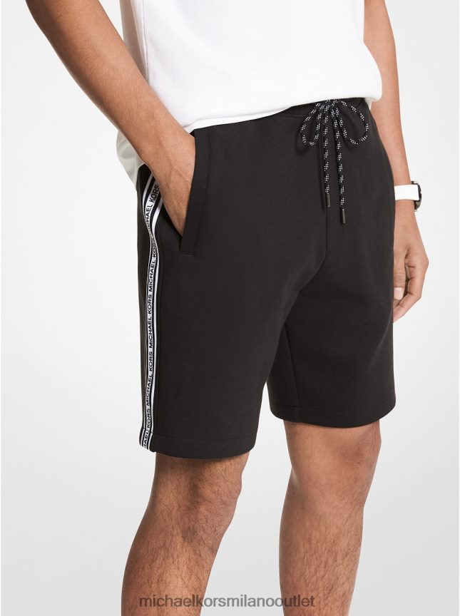 Michael Kors Shorts in misto cotone con fettuccia logata uomini nero P06L0L3141 vestiario