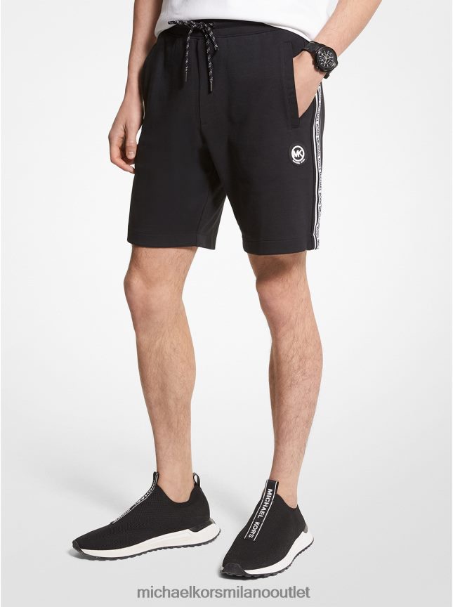 Michael Kors Shorts in misto cotone con fettuccia logata uomini nero P06L0L3145 vestiario