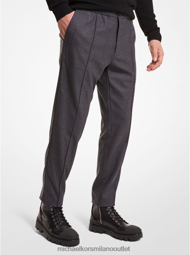 Michael Kors pantaloni in flanella di lana stretch uomini carbone P06L0L3106 vestiario