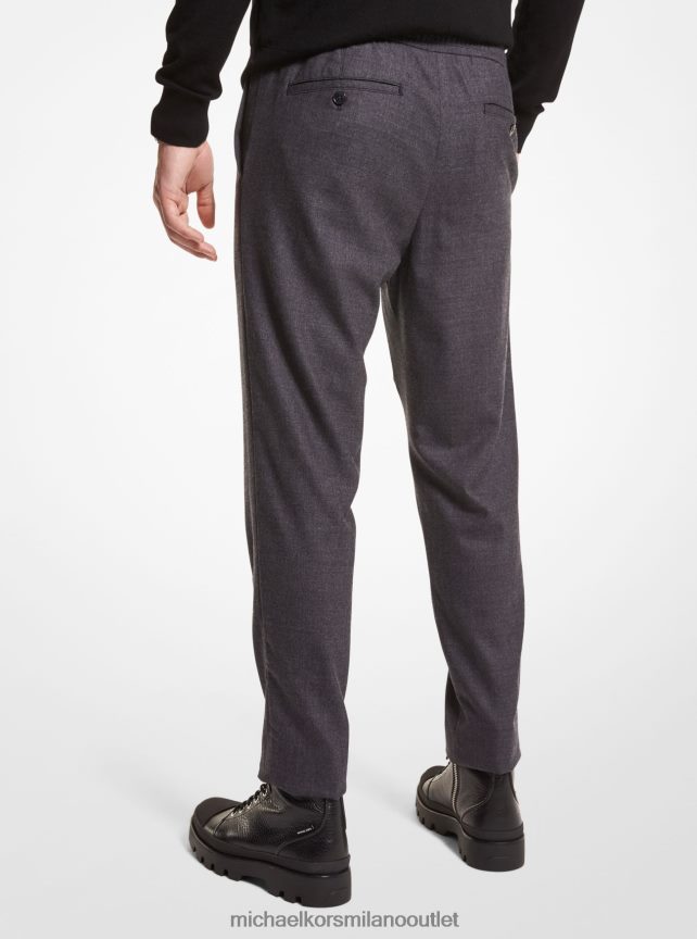 Michael Kors pantaloni in flanella di lana stretch uomini carbone P06L0L3106 vestiario